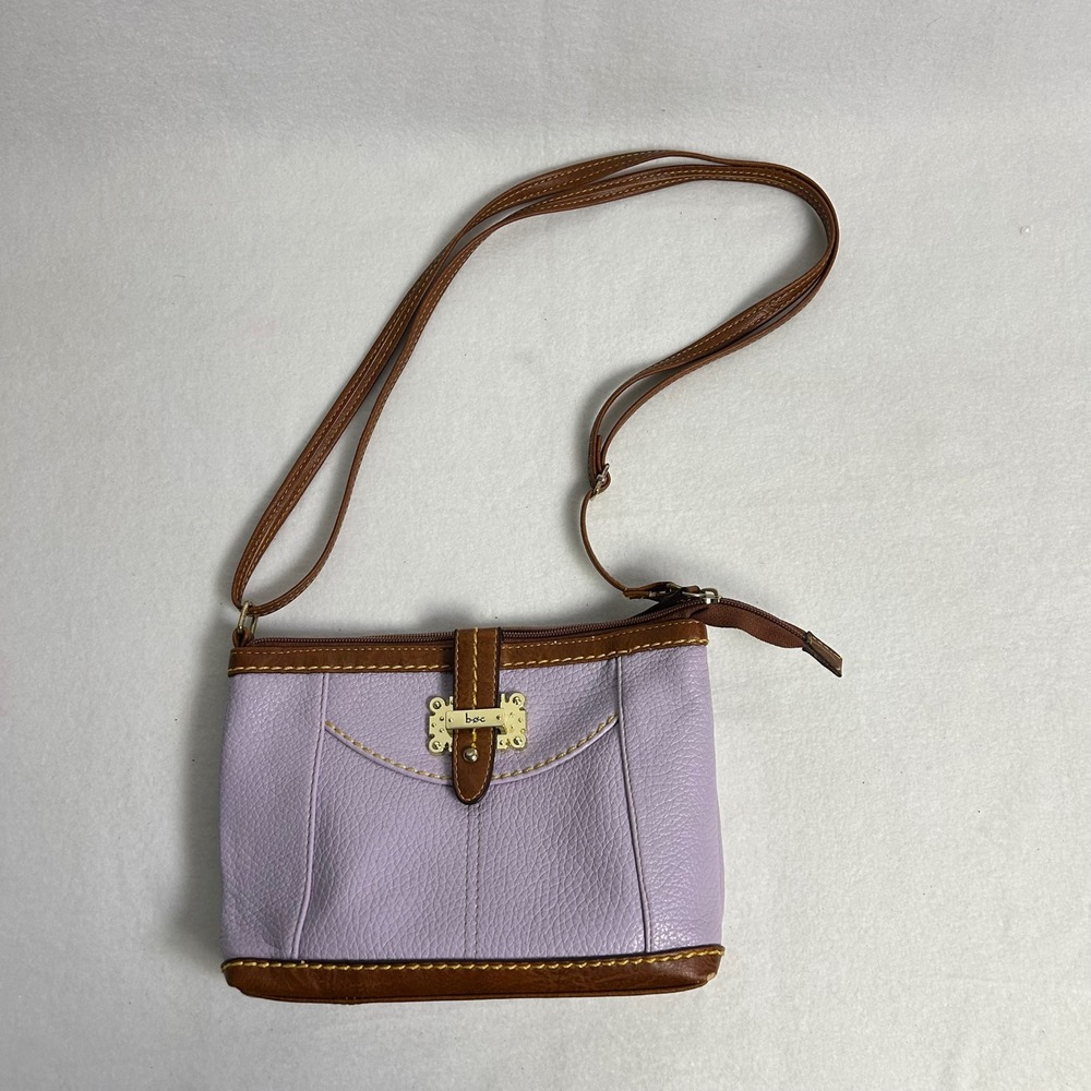 Pastel Cottagecore b.o.c. Womens Small Lavender Purple Brown Crossbody Bag Zip